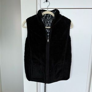 Reversible Vest with Black Fur / Leopard Print Fleece